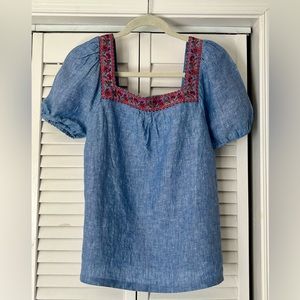 Boden chambray peasant blouse